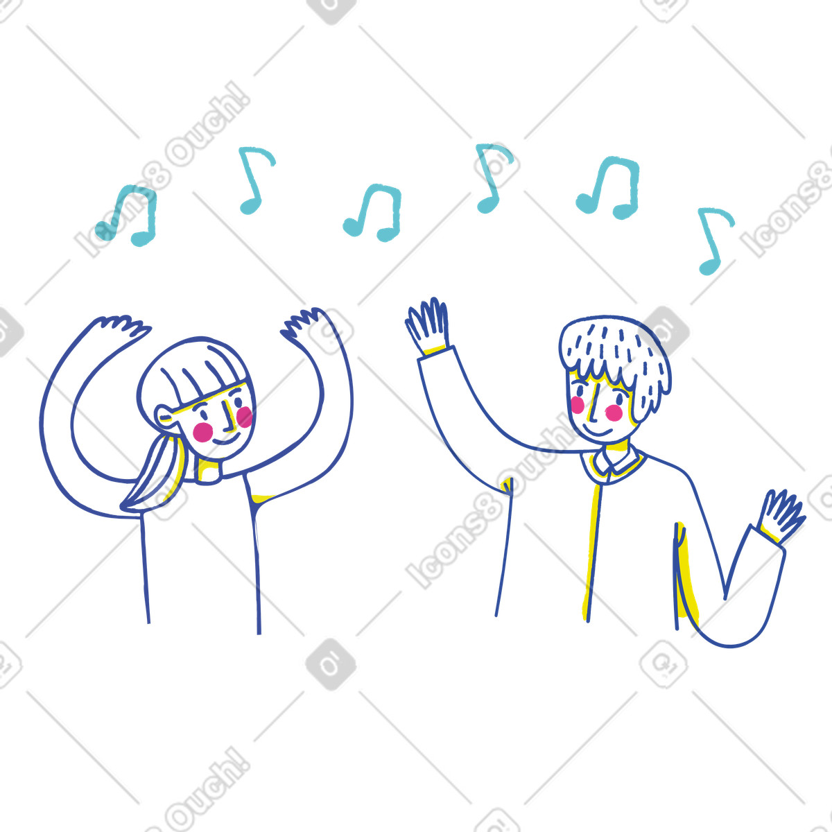 Ilustración Hombre y mujer bailando juntos al son de la música. en estilo Lime a descargar en PNG SVG