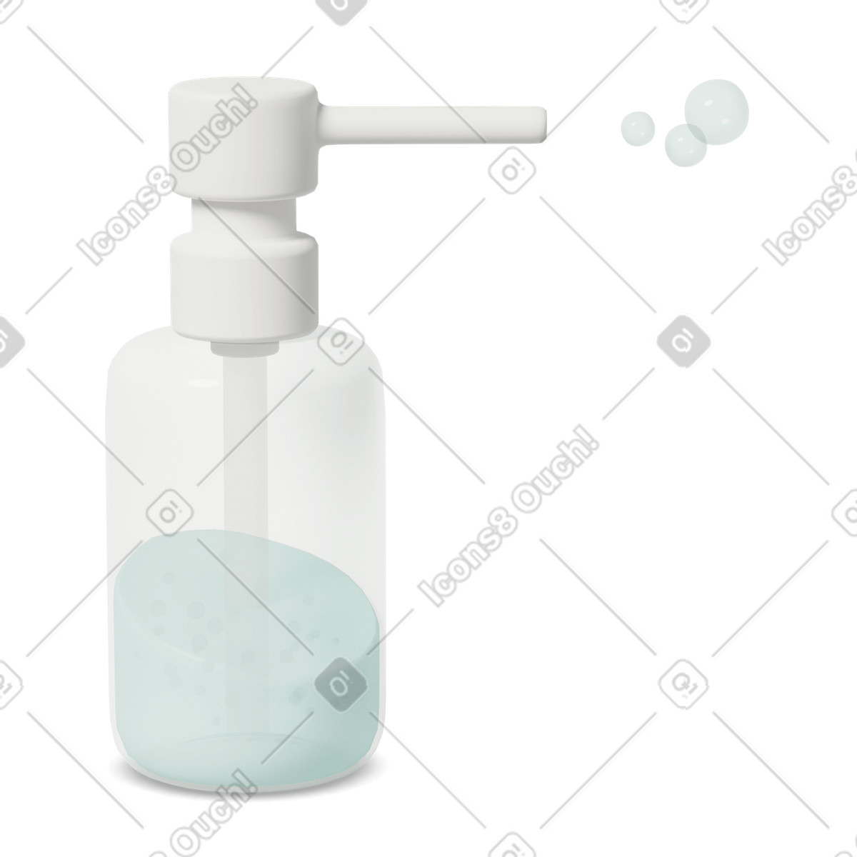 3D Casual life スタイルの Green sanitizer pump bottle のイラストをPNG、SVG形式でダウンロード