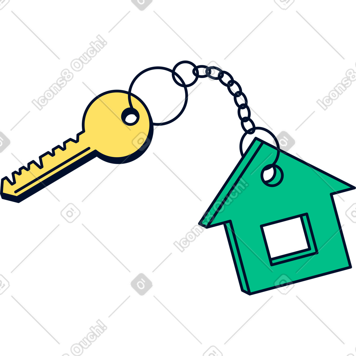 Ilustración Llave con llavero en forma de casa estilo Teal a descargar PNG y SVG