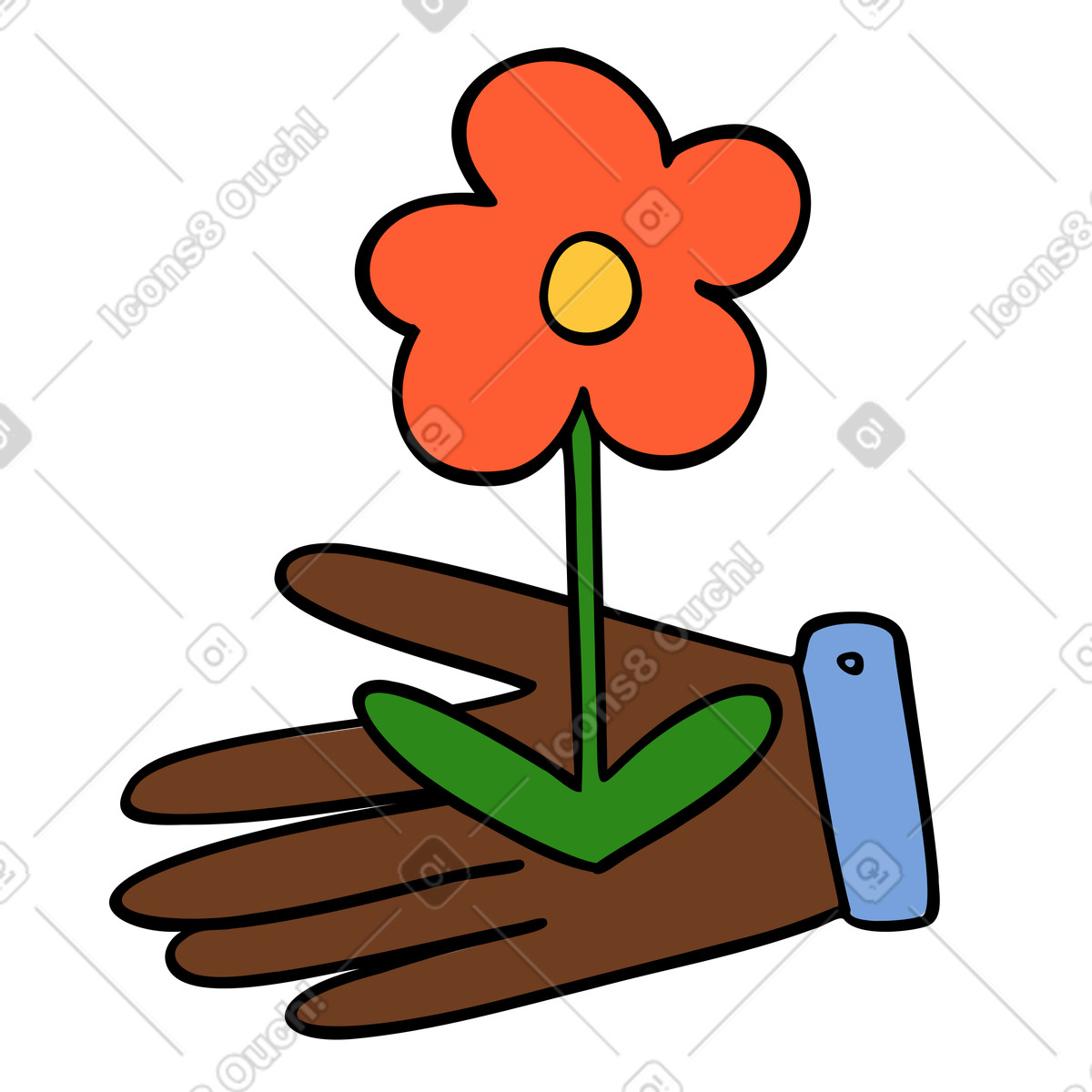 Иллюстрация Flower blooming in a hand в стиле Comic — скачать в форматах PNG, SVG