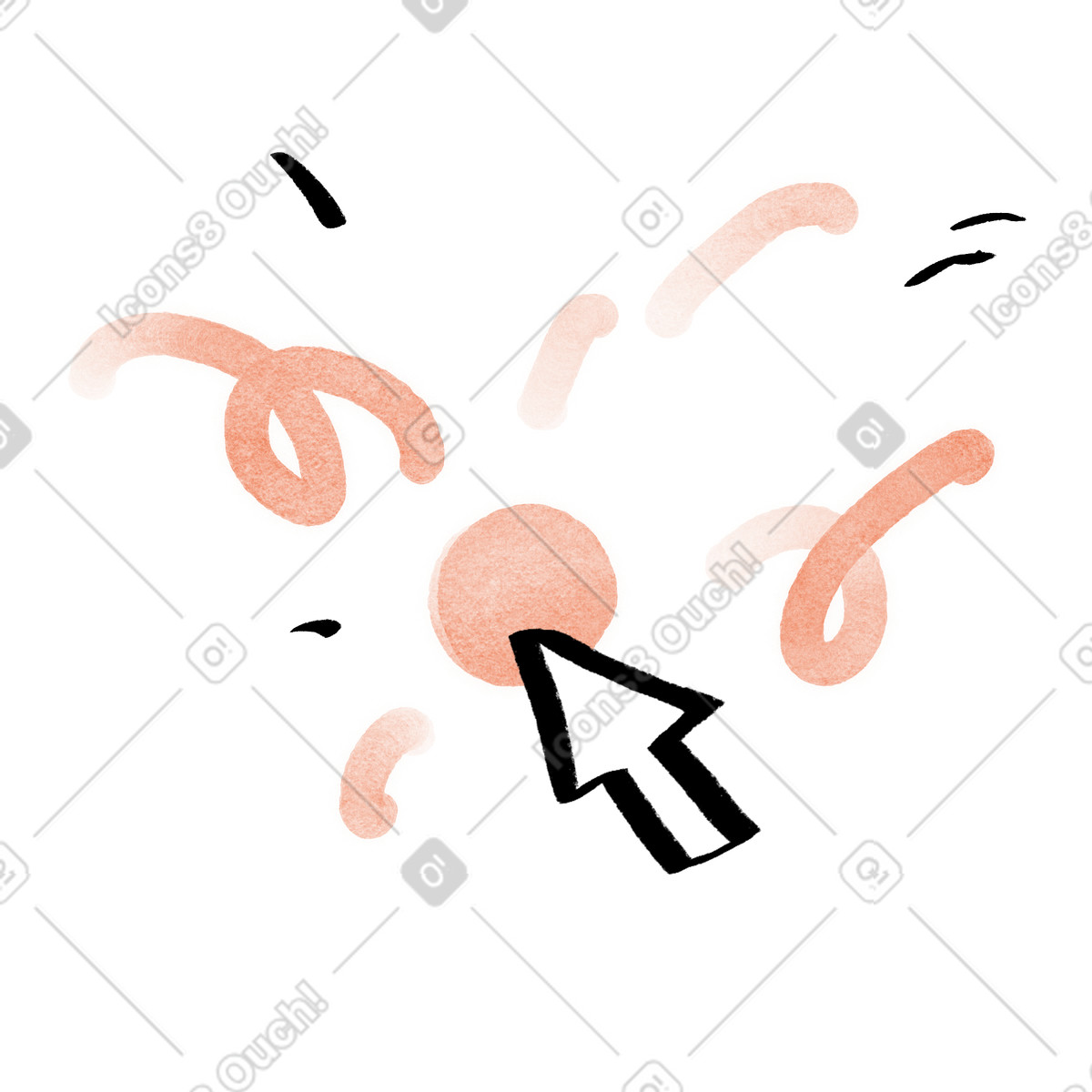 Click effect icon, UI microinteraction, Burst with motion lines illustration in Hand-drawn animation style download in PNG, SVG