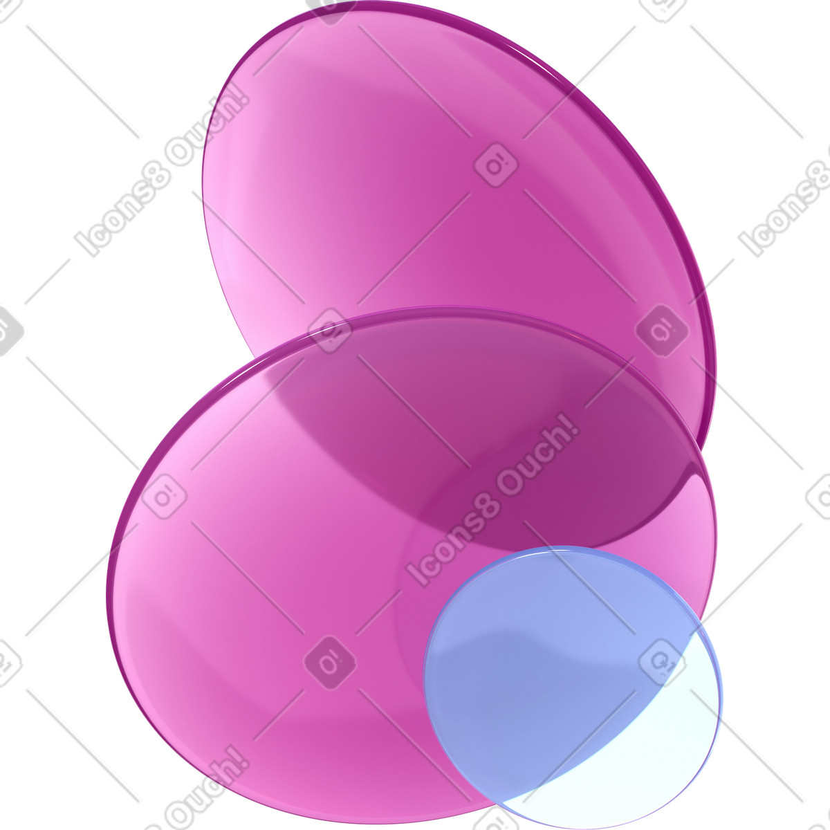 Composition of three lenses illustration in 3D Glassy style download in PNG, SVG