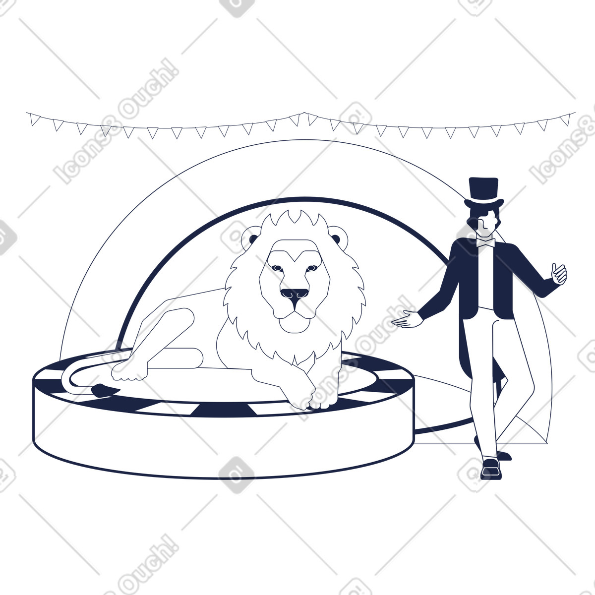 Im zirkus-Illustration Urban Line-Stil als Download in PNG, SVG