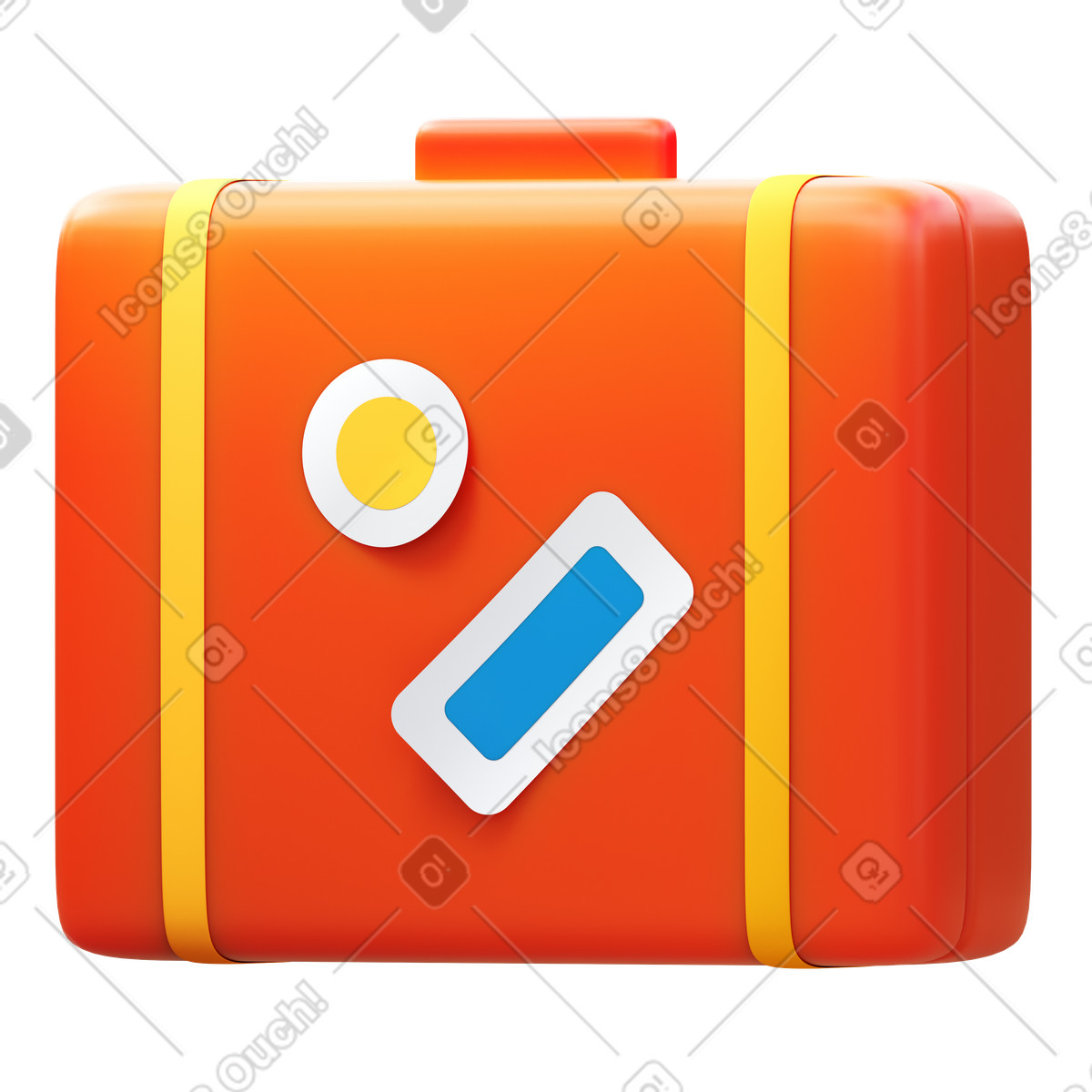 Orange suitcase with stickers illustrazione in stile 3D Fluency scarica in PNG, SVG