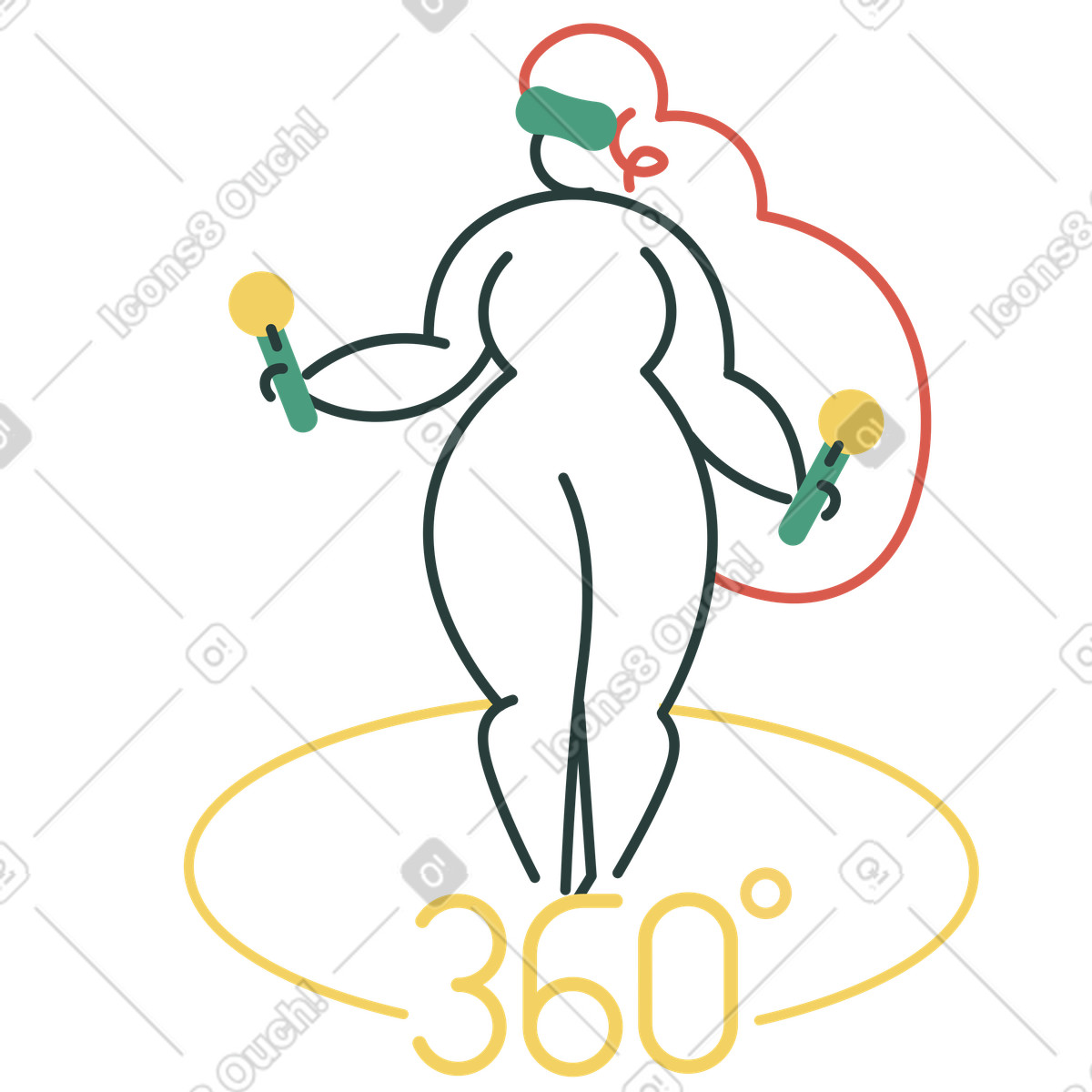 Donna in cuffia vr con controller di movimento illustrazione stile Macaroni scarica PNG, SVG
