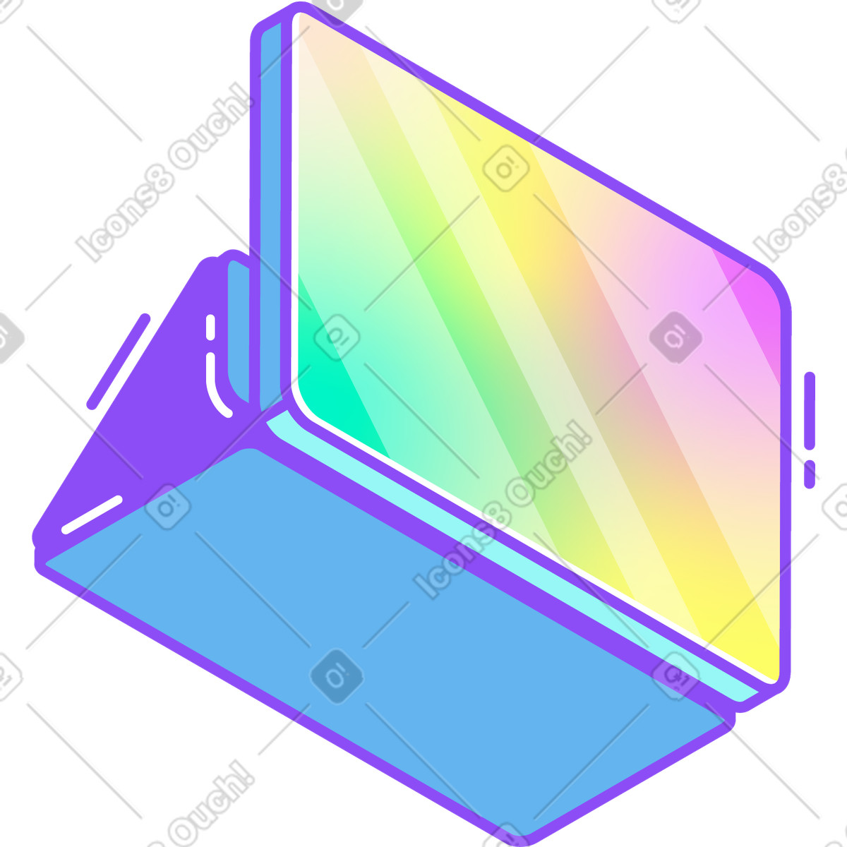 Tablet with case illustration in Holographic style download in PNG, SVG