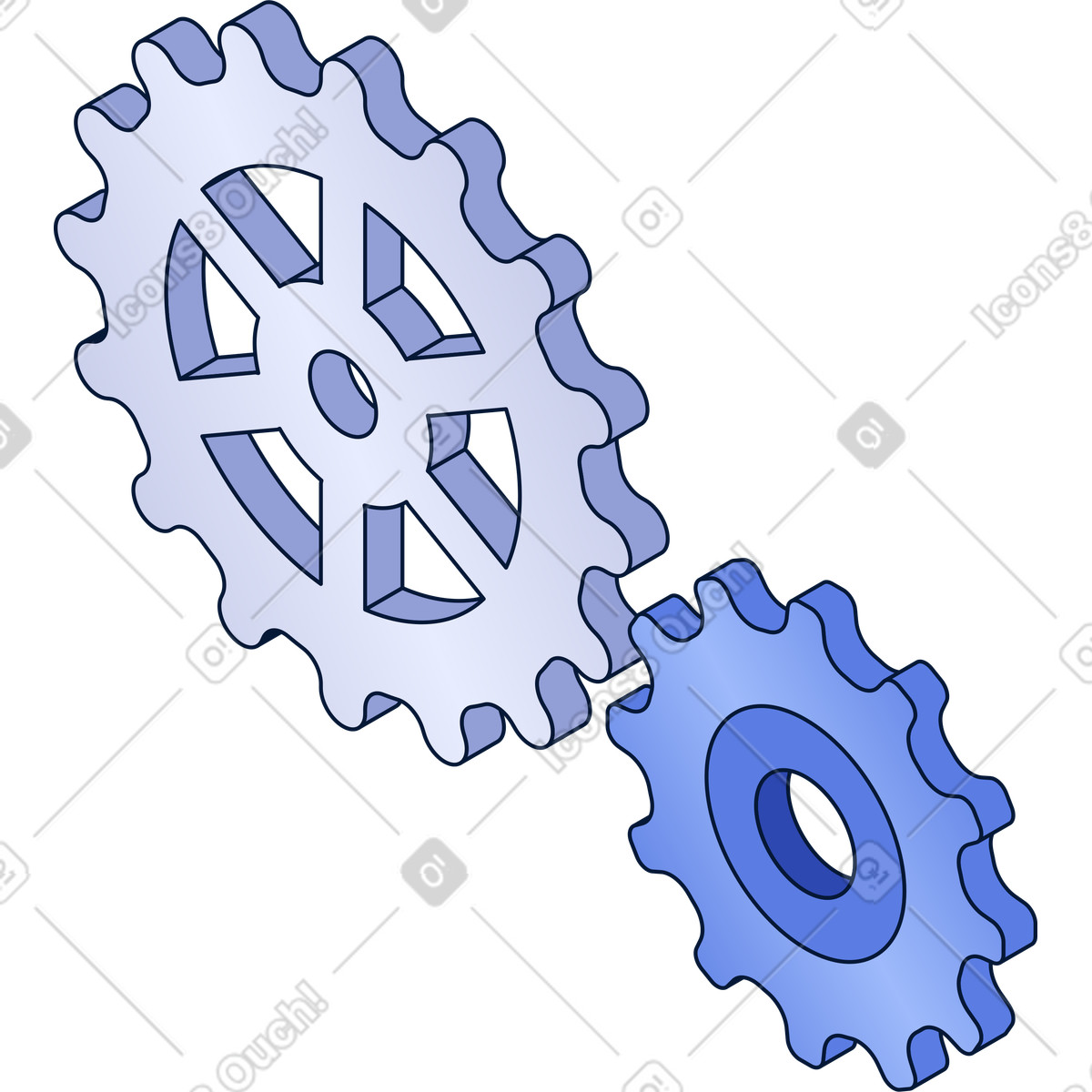 Isometric gears illustration in Neat style download in PNG, SVG