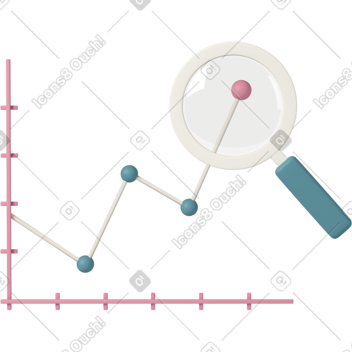 Ilustração de Magnifying glass over chart em no estilo 3D Casual life para baixar em PNG, SVG
