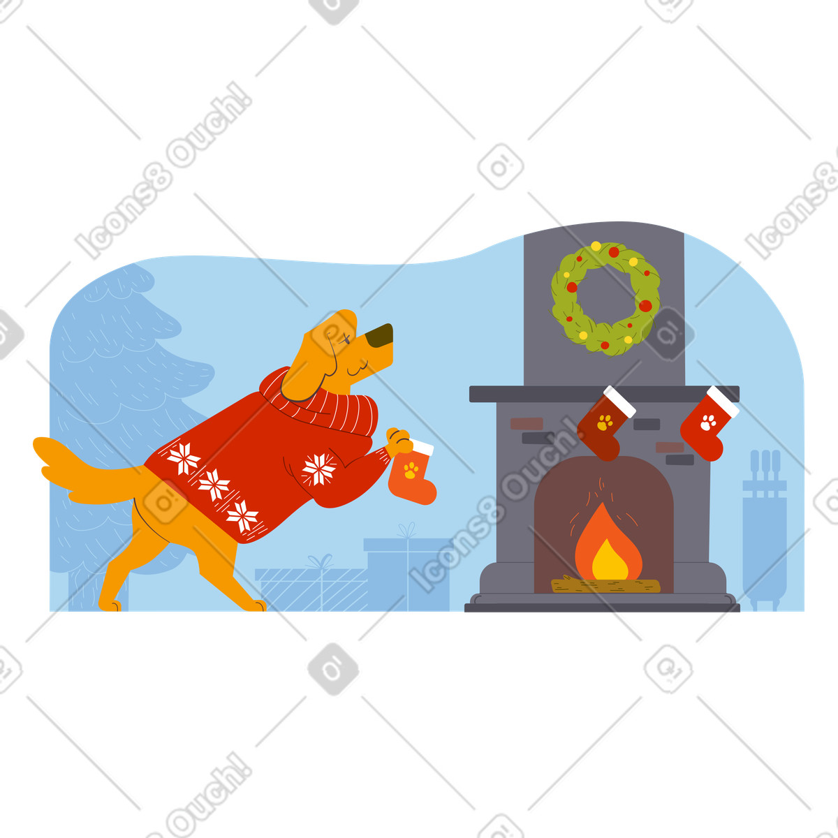 Decorazione per natale illustrazione in stile Woof scarica in PNG, SVG