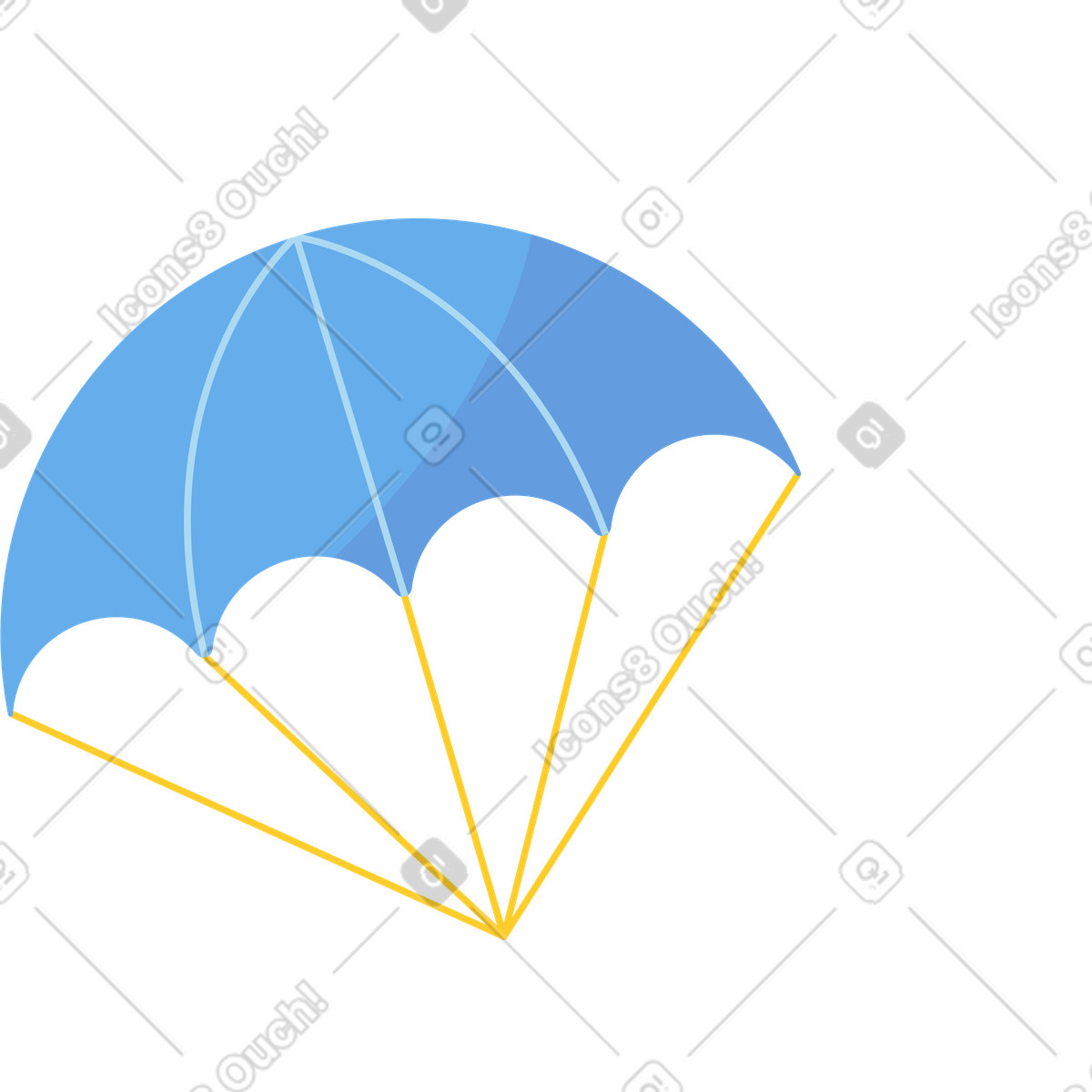 Illustration Parachute bleu ouvert dans le style Sammy à télécharger aux formats PNG, SVG
