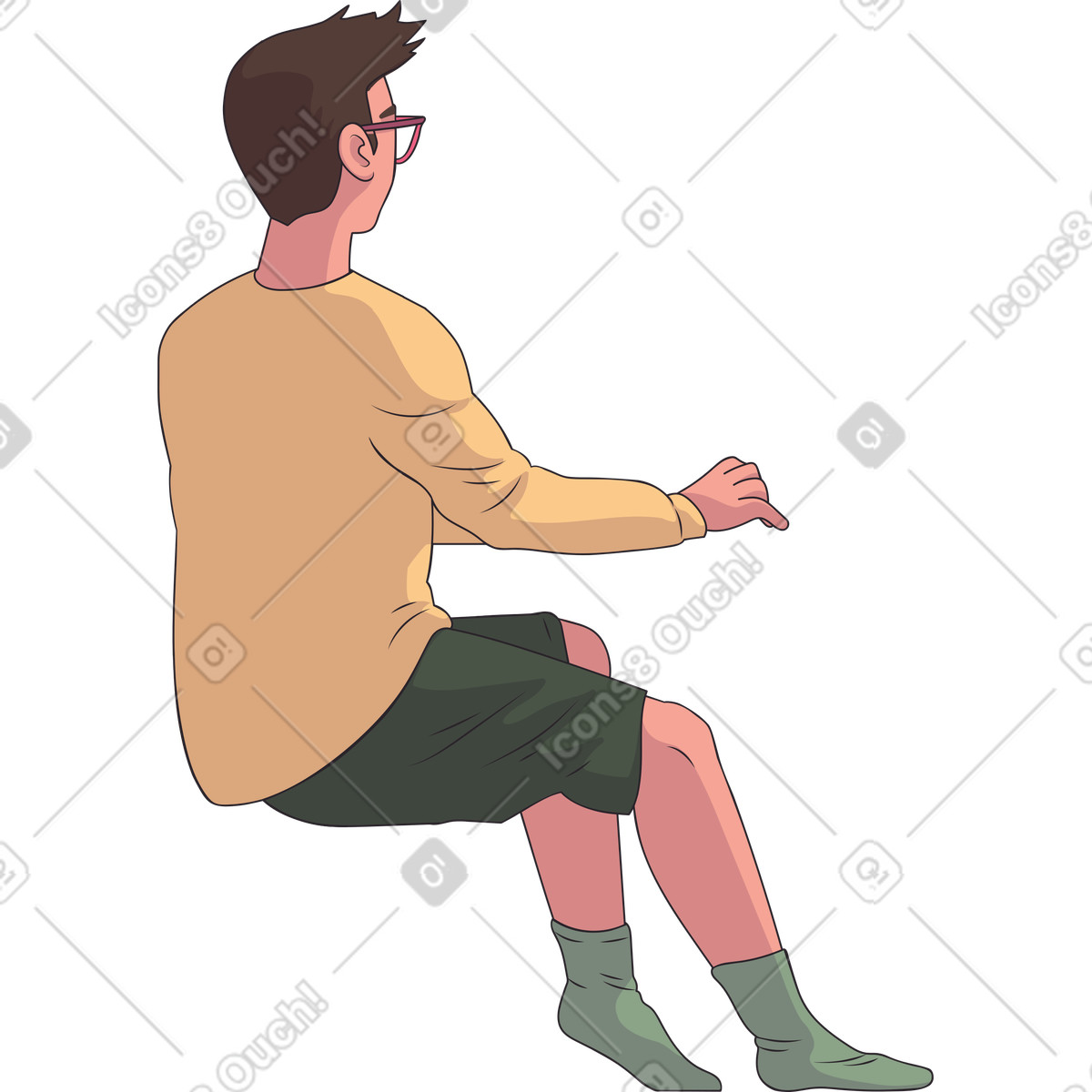 Sitting man from the back illustrazione in stile Eastwood scarica in PNG, SVG