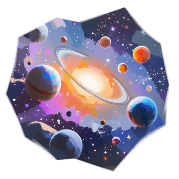 A vast galaxy filled with countless stars and planets, where celestial bodies are positioned in such a way that they form the outline of the limbic system. The stars twinkle brightly against the dark backdrop of space, while planets of various colors and sizes are scattered throughout. The arrangement creates a distinct pattern resembling the limbic system, emphasizing the curves and structures associated with it. Nearby, wisps of cosmic dust swirl gently, enhancing the depth and intricacy of the scene.
