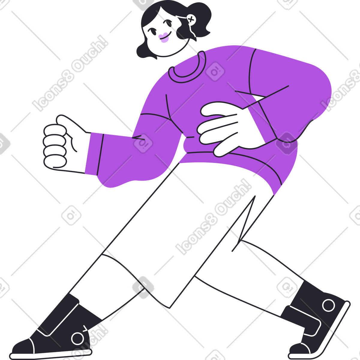 Illustration Fille en jupe et pull violet dans le style Grapy à télécharger aux formats PNG, SVG