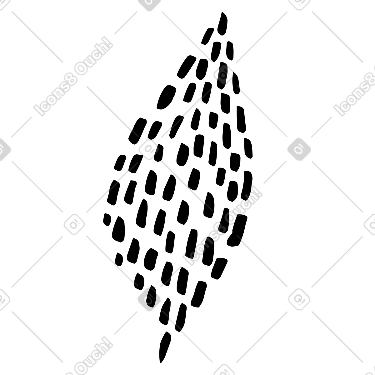 Dashed shaped leaf illustration in Scandi style download in PNG, SVG