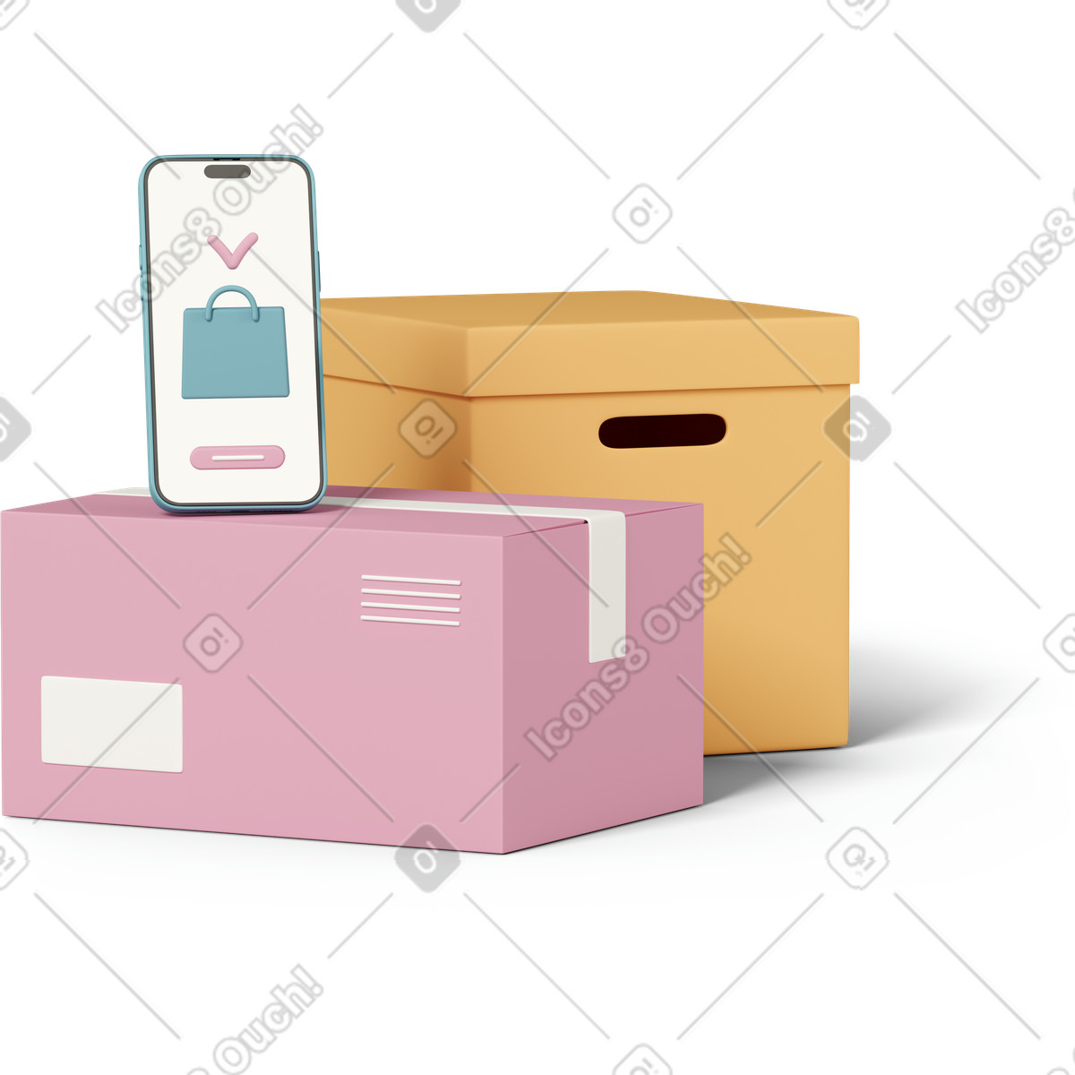 Online shopping and delivery package boxes-Illustration im 3D Casual life-Stil als Download in PNG, SVG