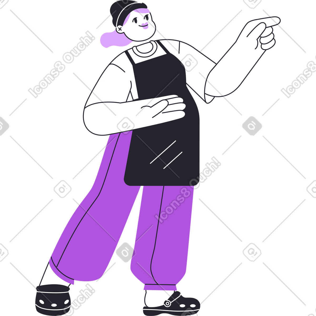 Mädchen in schürze stehend-Illustration im Grapy-Stil als Download PNG, SVG