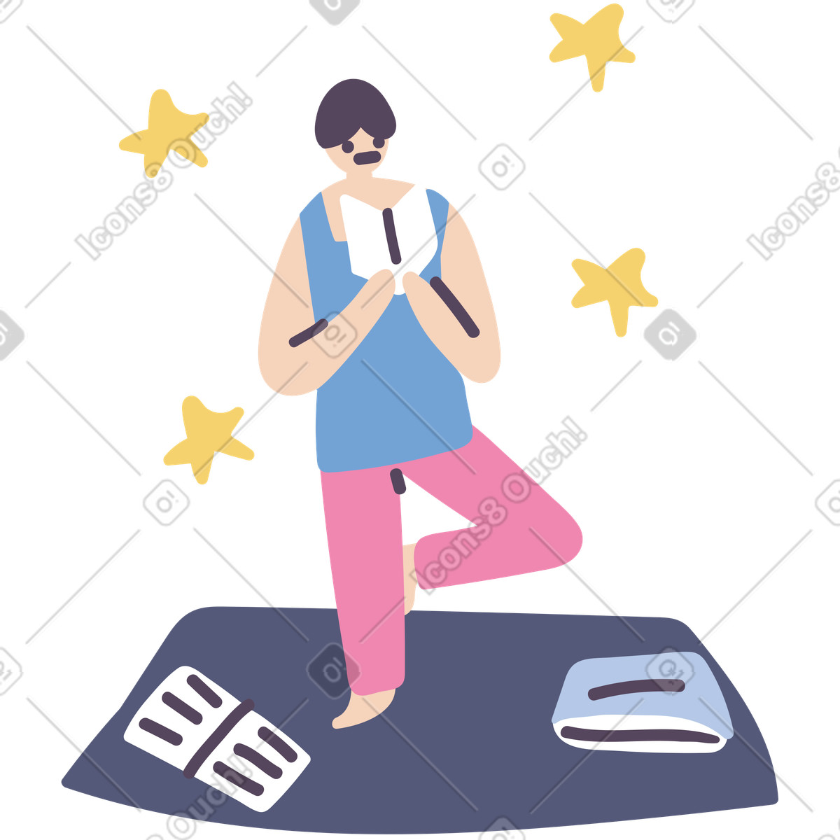 Sport, yoga, reading illustration in Pluto style download in PNG, SVG
