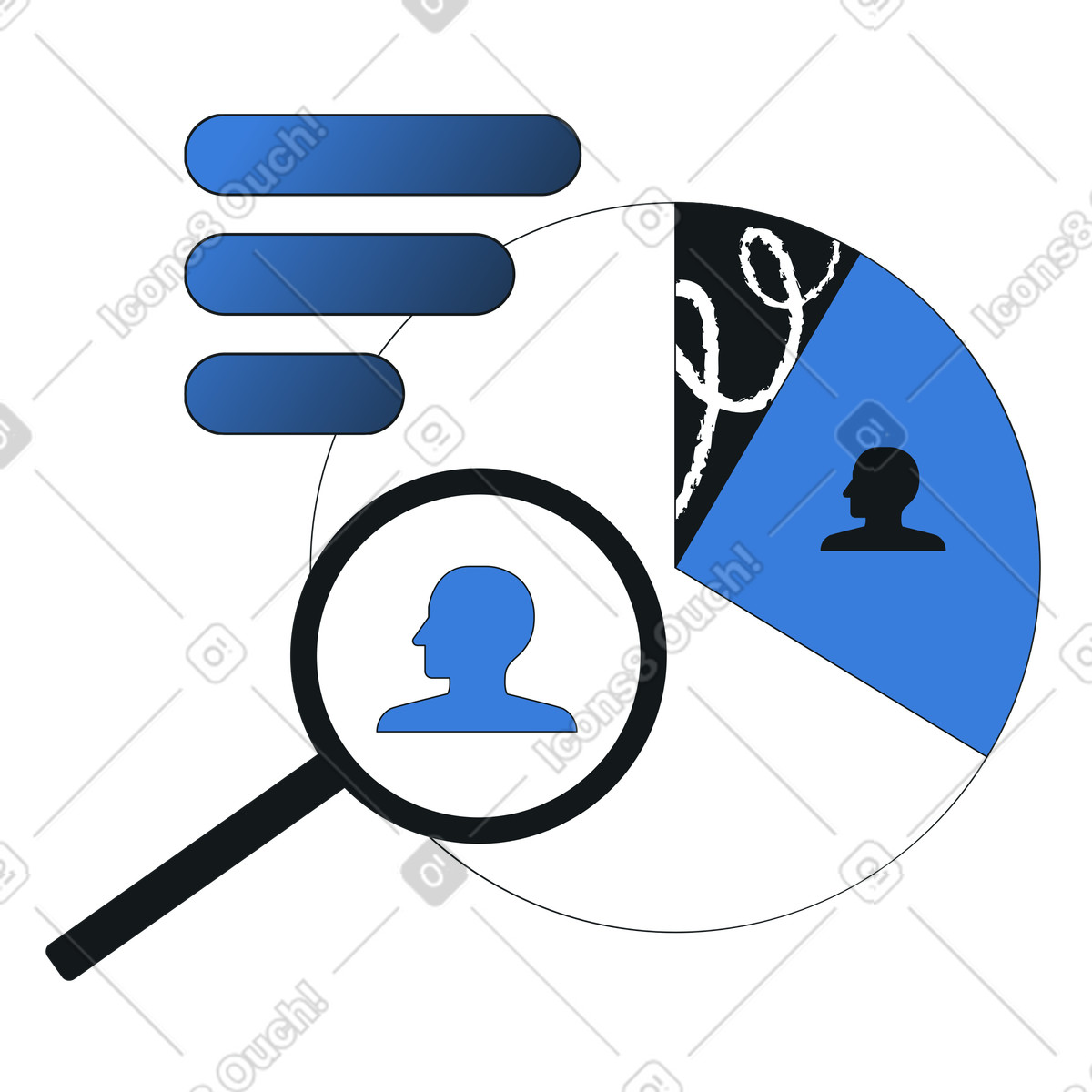 Behavioral insights and activity patterns, User behavior tracking dashboard, Customer interaction metrics analysis illustration in Midnight style download in PNG, SVG