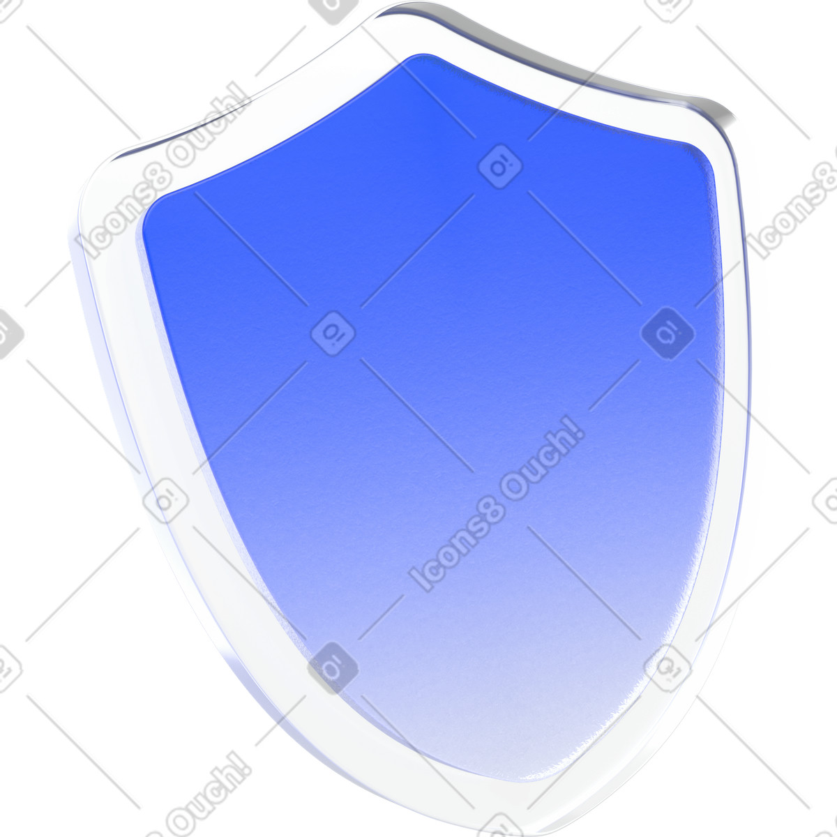 Illustration Écran en verre bleu 3d, badge de protection translucide, icône système sécurité dans le style 3D Enterprise à télécharger aux formats PNG, SVG