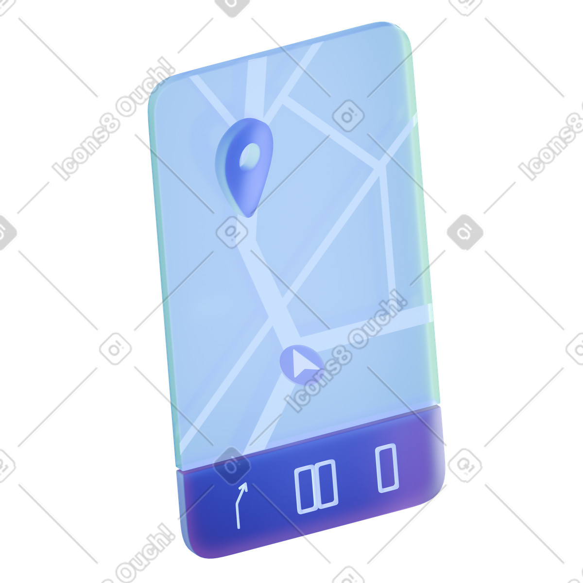Ilustração de Mapa e navegador em no estilo 3D Airy para baixar em PNG, SVG