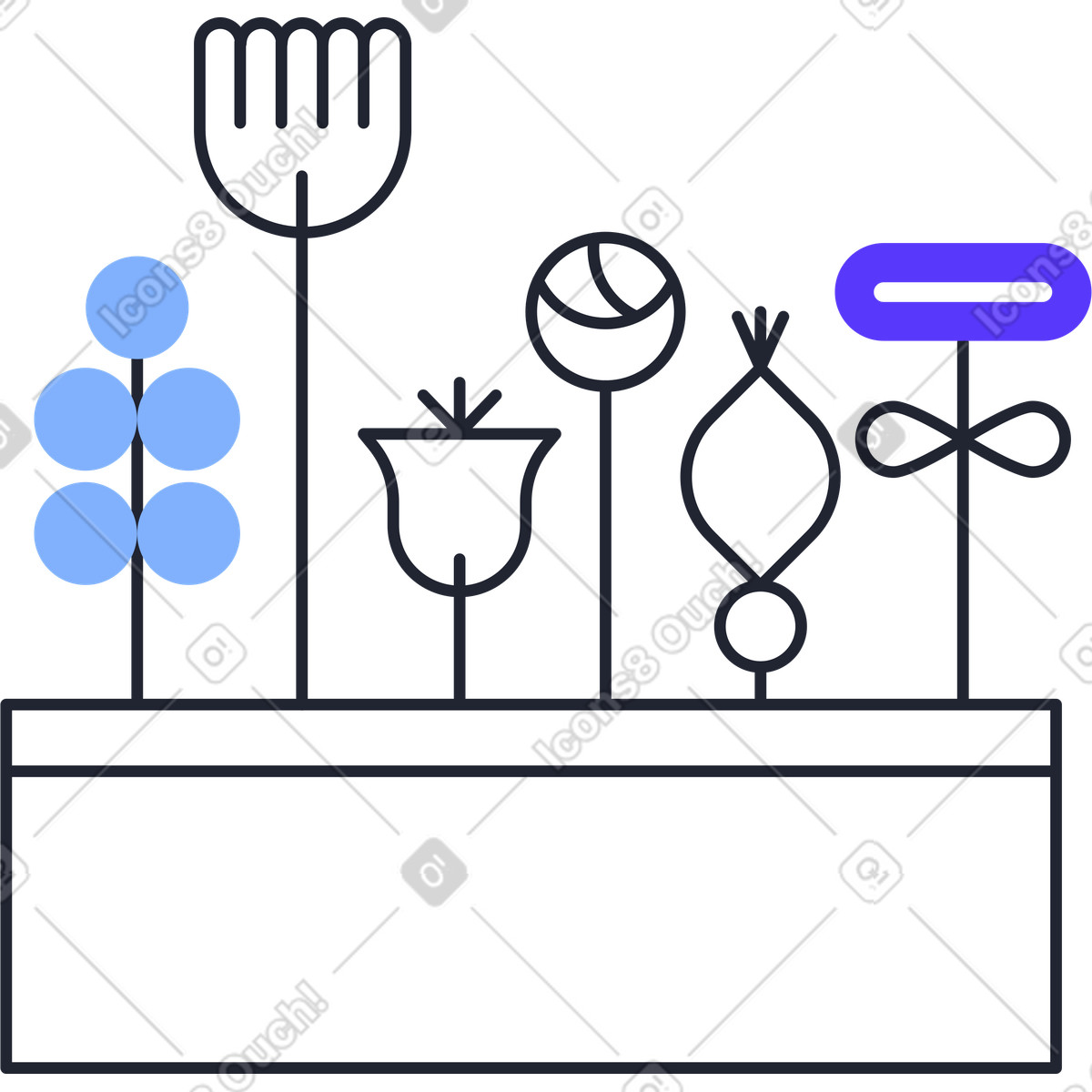 Ilustración Flores en maceta estilo Pablita a descargar PNG y SVG