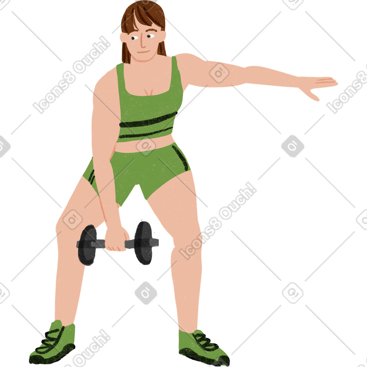 Woman exercising with weights-Illustration im Public-Stil als Download in PNG, SVG