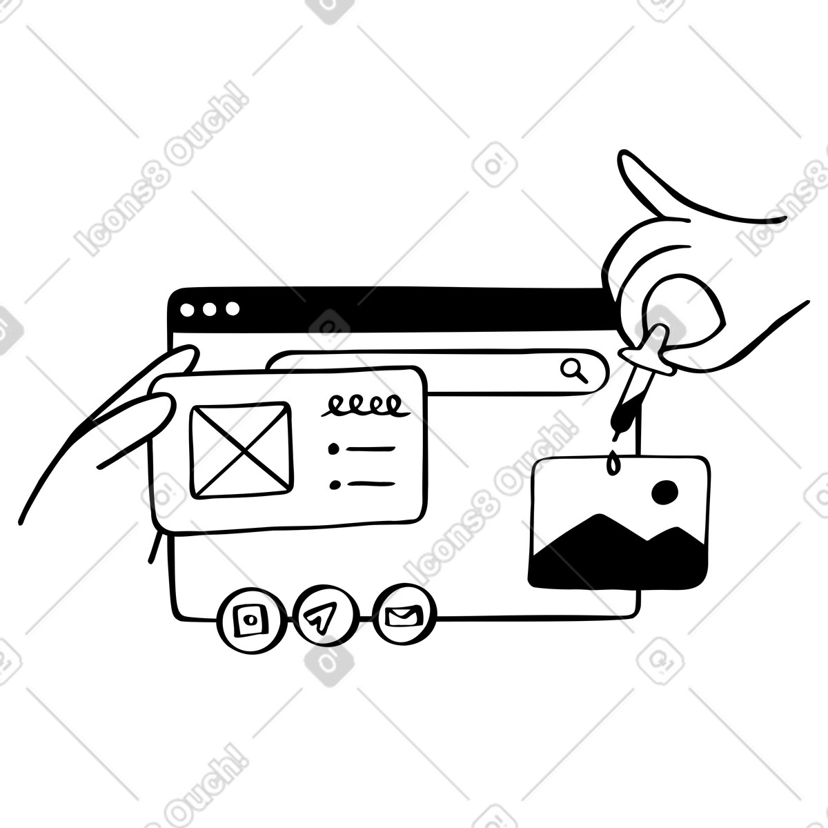 Creating website design with interface elements illustration in PNG, SVG