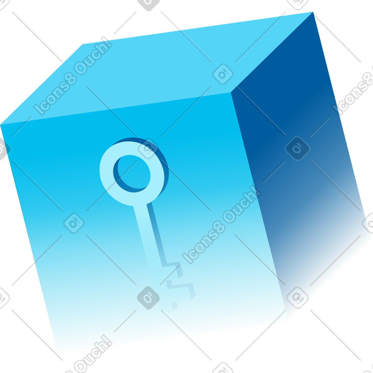 Icy スタイルの 鍵付きキューブ のイラストをPNG、SVG形式でダウンロード