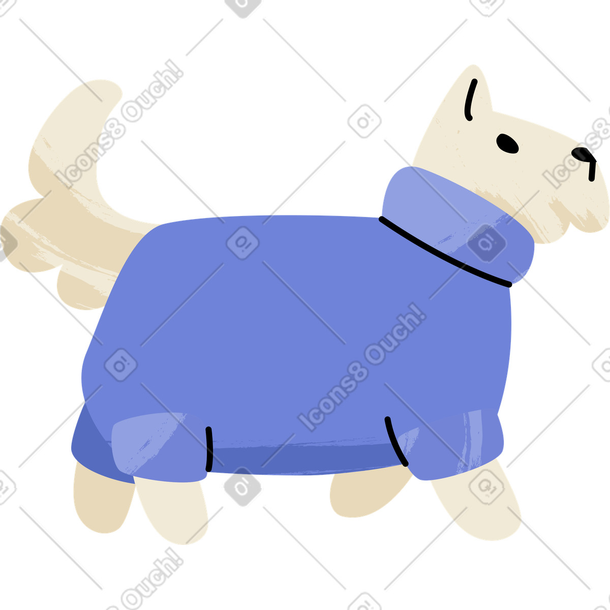 Ilustração de Cão em um casaco inverno no estilo Juicy para baixar PNG, SVG