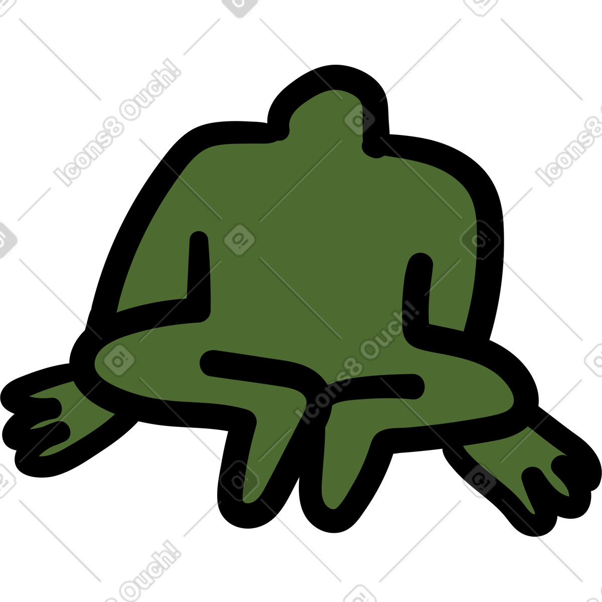 Green person sitting in butterfly position illustration Wiggle style download PNG, SVG