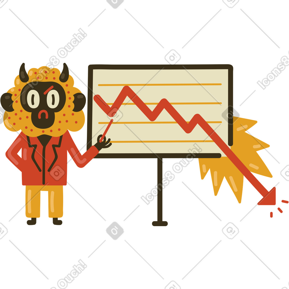 Ilustração de Falência financeira ou falha no gráfico em estilo Arabica para baixar em PNG, SVG