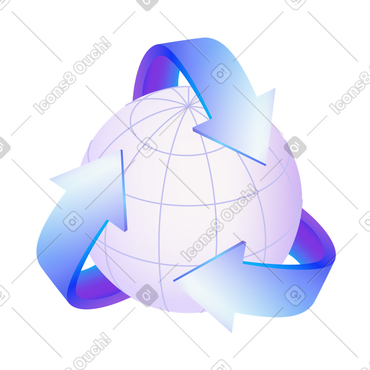 Globo astratto con frecce dati, scambio di dati e connettività in tutto il mondo, internet networking globali illustrazione stile Hi-tech scarica PNG, SVG