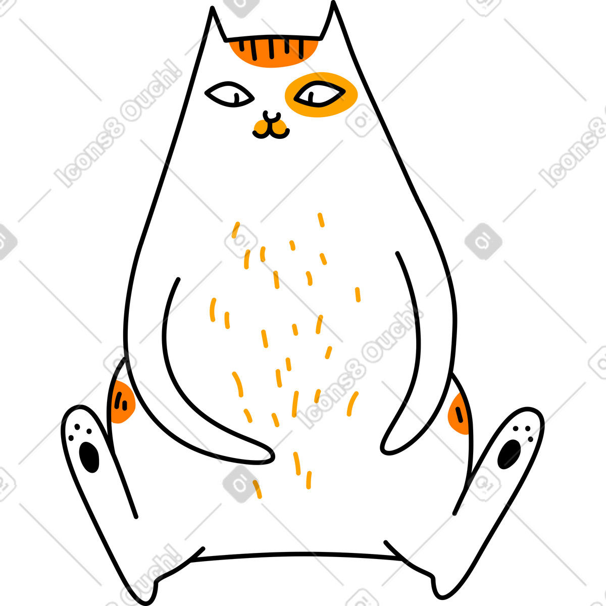 Sitting cat illustration in Purr style download in PNG, SVG