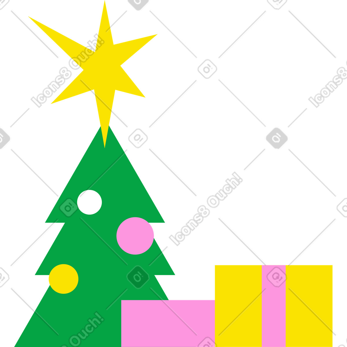 Ilustração de Árvore natal com presente em no estilo Warp para baixar em PNG, SVG