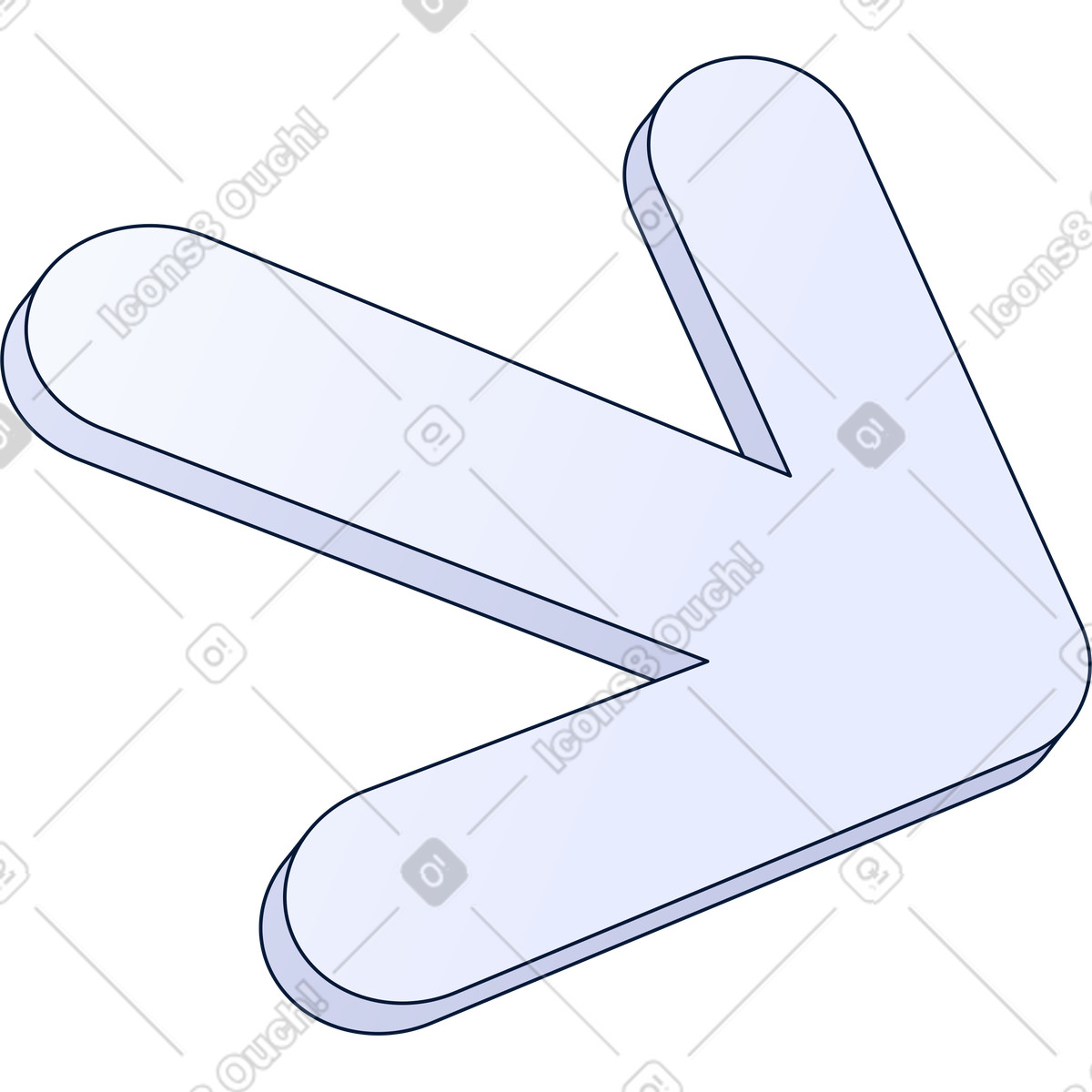 Volumetric white arrow illustration in Neat style download in PNG, SVG