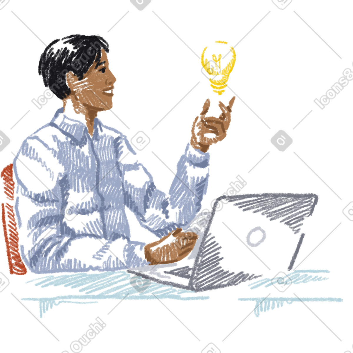 The office worker had an idea illustration in Sketchbook style download in PNG, SVG