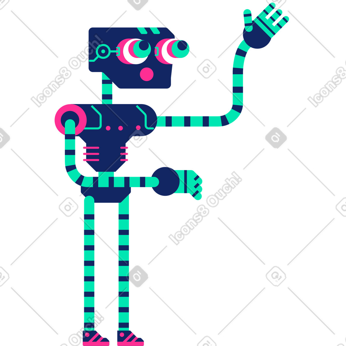 Illustration Robot looking up dans le style Cyborg à télécharger aux formats PNG, SVG