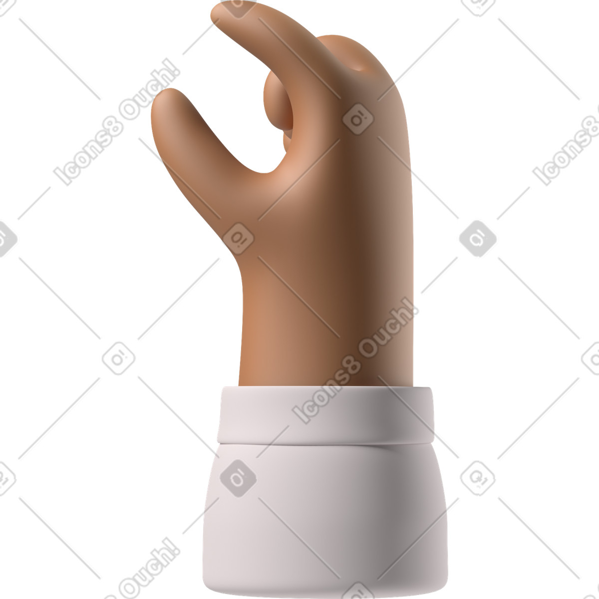 下载 3D Hands Fun&Wild 风格的 棕色皮肤捏手 插画，支持 PNG、SVG 格式
