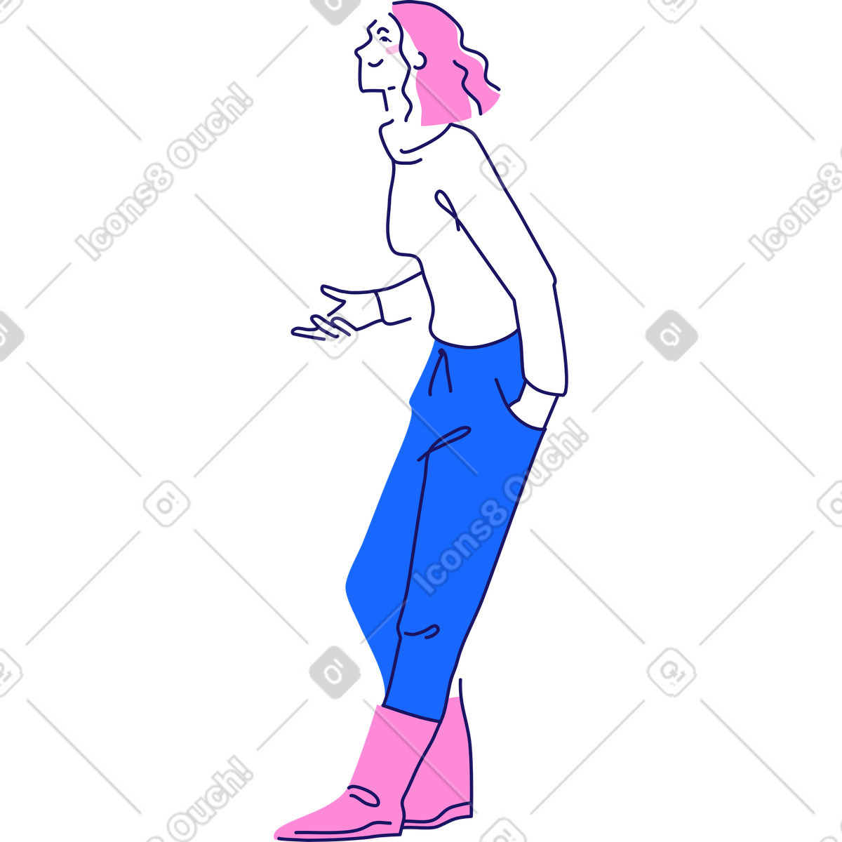 Illustration Femme tenant quelque chose dans le style Matey à télécharger aux formats PNG, SVG
