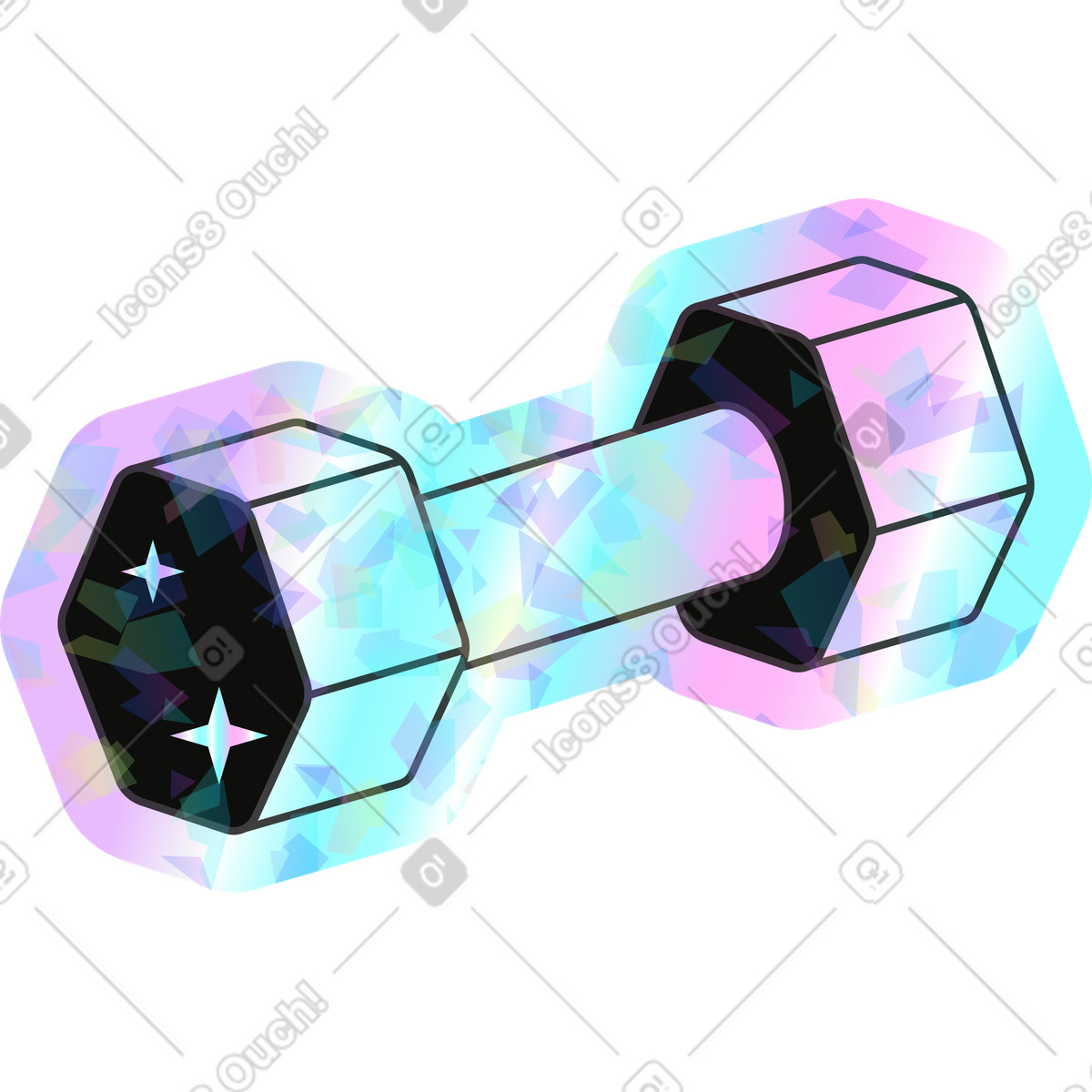 Holostickers スタイルの Dumbbells のイラストをPNG、SVG形式でダウンロード