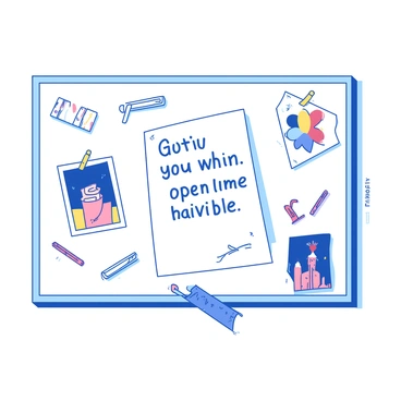 A white corkboard is filled with various notes and photos. In the center, there is a prominently displayed handwritten note with an encouraging message written in blue ink. The note is pinned to the corkboard with a small yellow pushpin. Surrounding the note are colorful paperclip decorations and other pinned items, adding to the vibrant atmosphere of the corkboard.