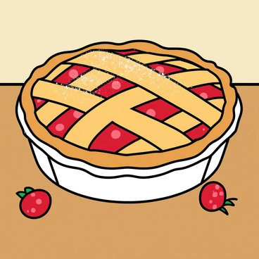 A freshly baked raspberry pie with a lattice crust top