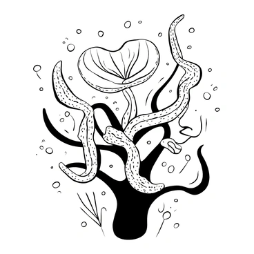 A vulva illustration with an ethereal glow, surrounded by a soft halo of light