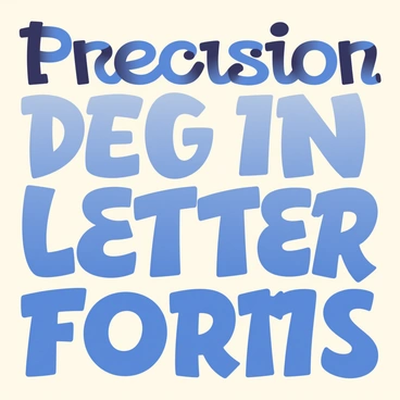 A large poster features bold typography with intricate letter forms. The letters are designed with sharp edges and smooth curves, creating a striking contrast. Each letter is unique, showcasing different styles while maintaining a cohesive theme. The background of the poster has a soft gradient that transitions from light to dark, enhancing the visibility of the text. "Precision in Letter Forms" is the central phrase displayed prominently, with each letter thoughtfully spaced to draw attention. The color scheme consists of a combination of deep blue and bright white, adding to the visual impact of the poster.