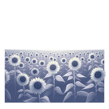 A vast field of sunflowers with large, round heads facing the sun. The sunflowers have green leaves and thick, sturdy stems. They are swaying gently in the breeze, creating a dynamic movement throughout the field. The sky above is clear and bright, extending infinitely, providing an unobstructed view of the sunlit scene. The landscape appears open and expansive, showcasing the uniformity of the sunflowers across the horizon.