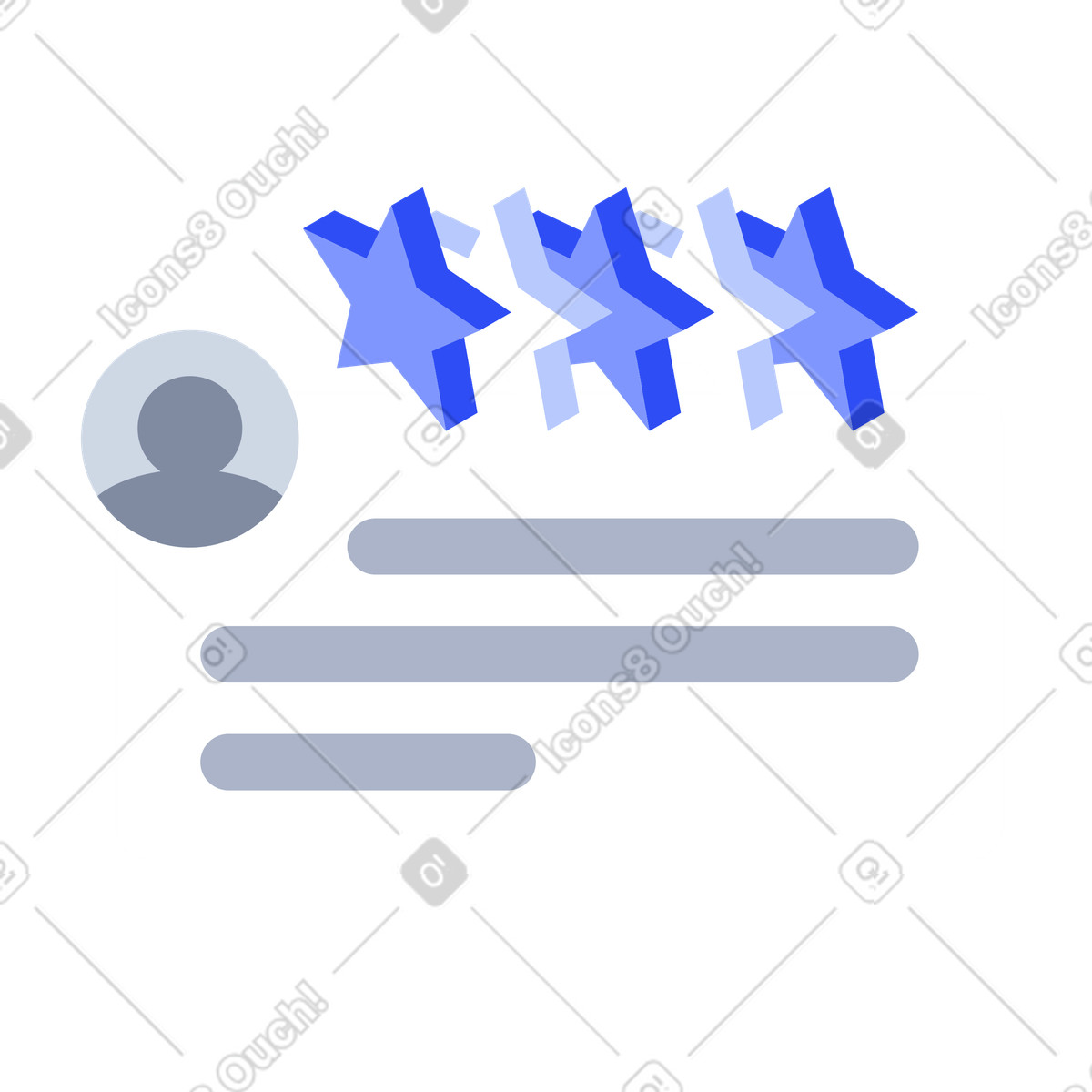 Customer review card with five star rating score illustration in System style download in PNG, SVG