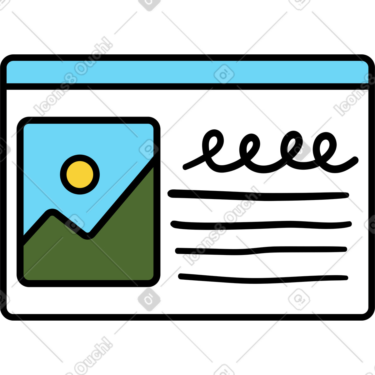 Illustration Page web dans le style Wiggle à télécharger aux formats PNG, SVG