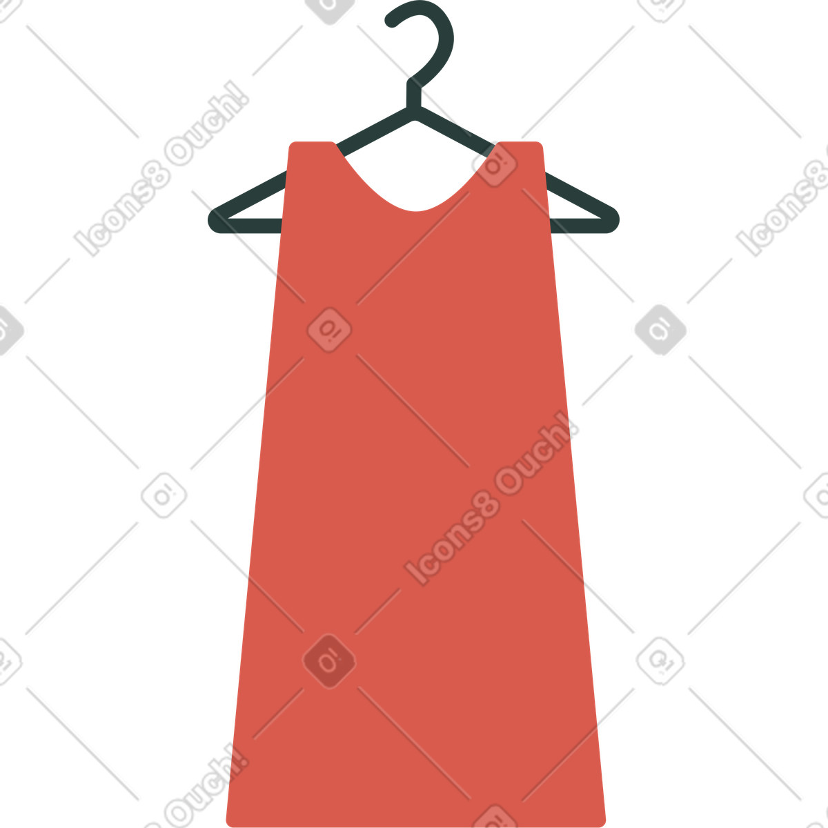 Hanger with dress illustration in Macaroni style download in PNG, SVG