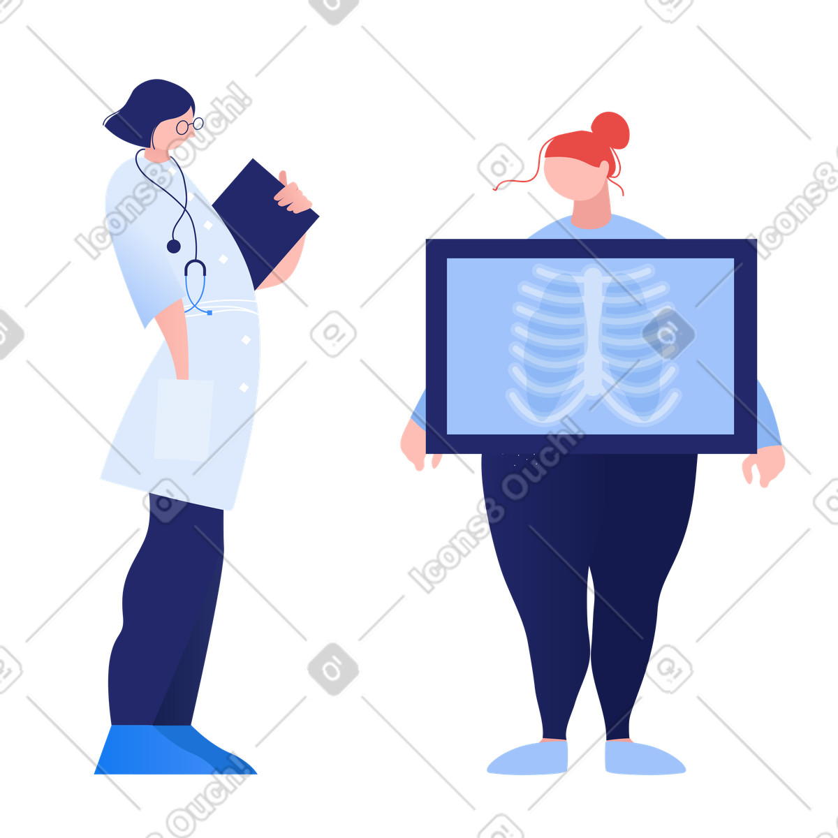 Radiografia del polmone illustrazione in stile Clip scarica in PNG, SVG