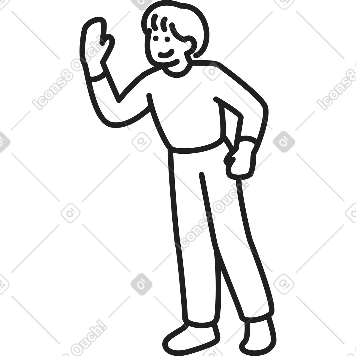 Mann winkt mit der hand-Illustration im Little-Stil als Download in PNG, SVG